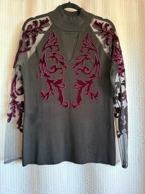 INC International Concepts Black Ribbed Mock Neck Sweater